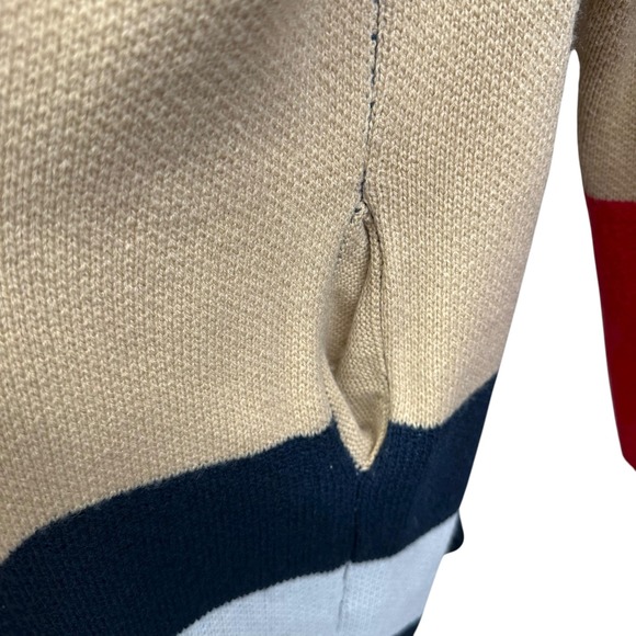 Lapis Sweater Womens Extra Large Navy Red Hooded Open Front Cardigan Striped - Picture 3 of 7